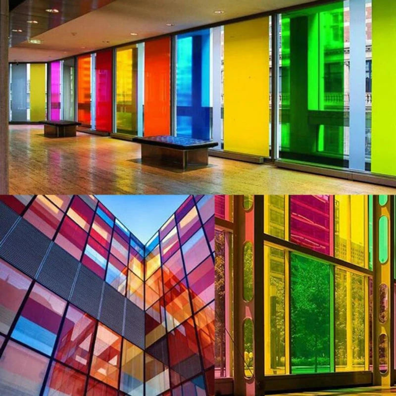 film translucide multicolore rayures horizontales protection uv clips moderne autocollant bricolage vitre