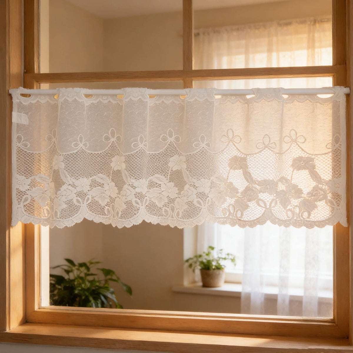 rideau blanc dentelle fleuri transparent classique fenêtre polyester jaccard unique decorationintérieur
