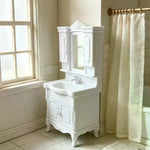 miniature meuble salle bain blanc noir vintage vasque miroir armoire porte robinet ornementé