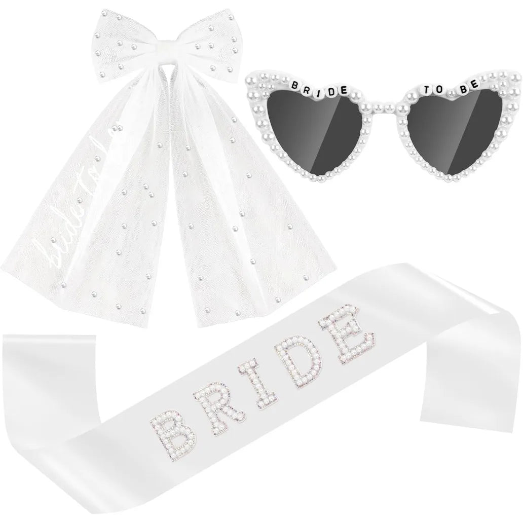 accessoires mariage voile blanc classique lunettes sash fiançailles transparent festif