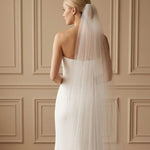 voile mariée classique blanc dentelle polyester translucide simple mariage traditionnel
