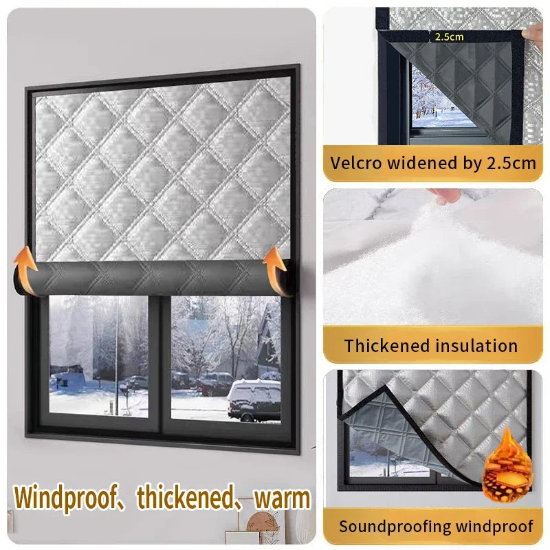 rideau thermique gris quilted velcro épais isolation moderne 100cm 120cm