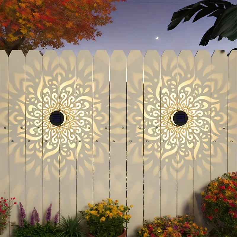 appliques murales solaires ip65 ornements floraux noir modernes extérieur jardin patio balcon