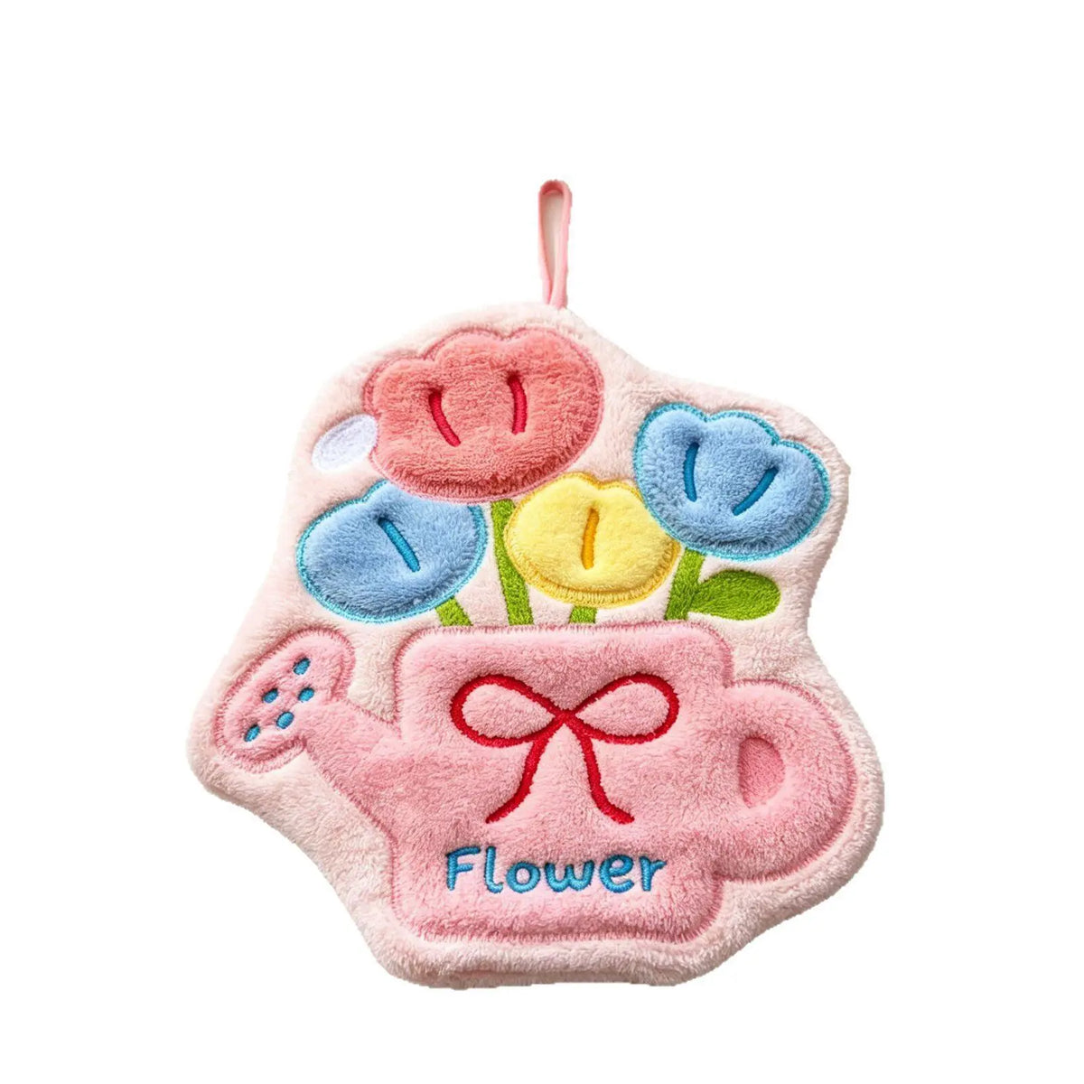 serviette toilette rose clair fleurs appliquées douce moelleuse super absorbante rapide opaque enfantine