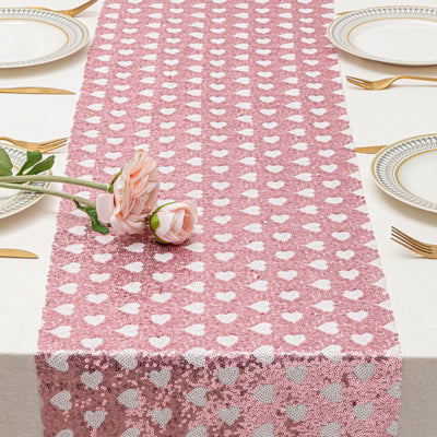table table rose paillettes motifs cœurs décorative festive anniversaire mariage saint valentin