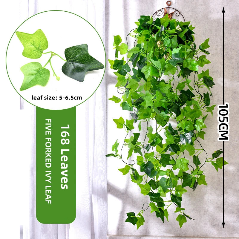 plante artificielle feuilles vertes brillantes moderne 105cm accroches extérieur décoration verte vigne intérieureextérieur