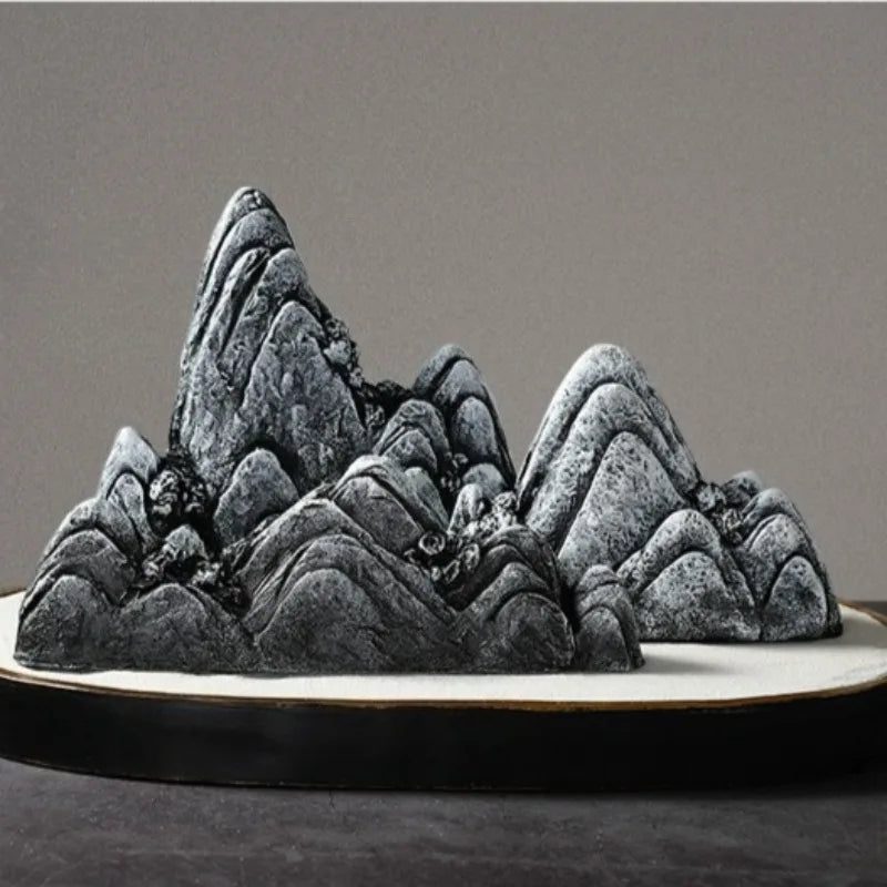 ornements résine bleu doré relief rocher artisanal moderne sculpture base noire dorée
