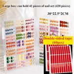 présentoir moderne faux ongles divers couleurs motifs boîtes rangement transparentes autocollants