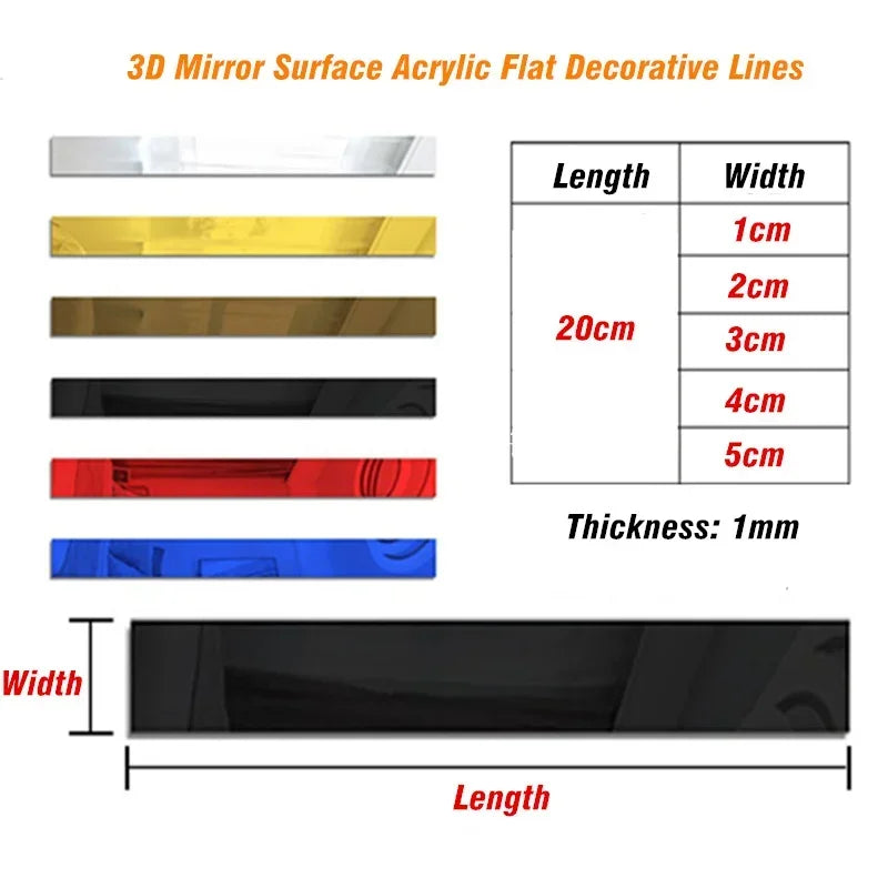 Bande autocollante murale 3D miroir acrylique argent derrière TV