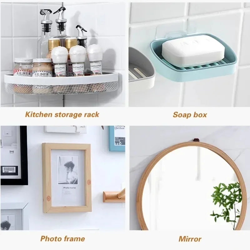 crochet adhésif transparent support photo moderne stockage mural plastique fixe clips rectangulaire