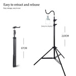 support lampe camping noir réglable titane hauteur jusqu'à 210cm led