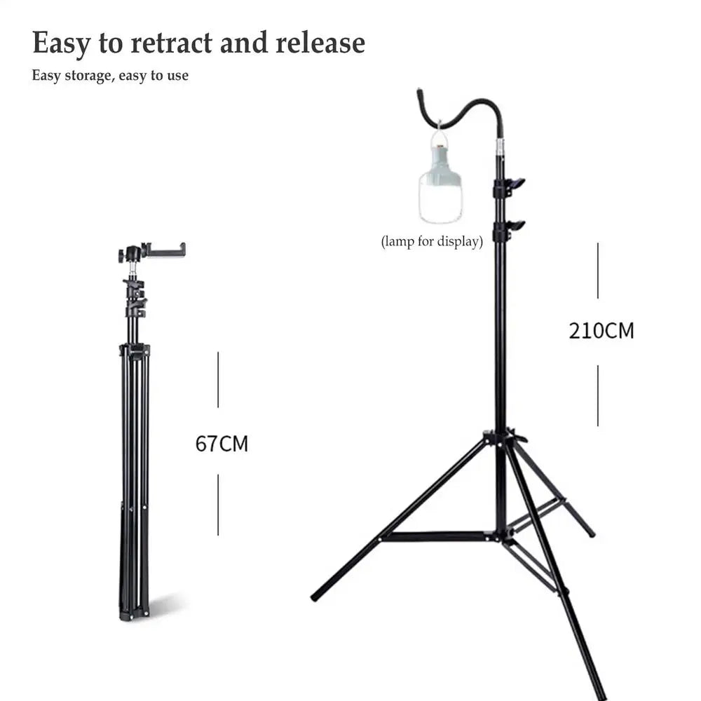 support lampe camping noir réglable titane hauteur jusqu'à 210cm led