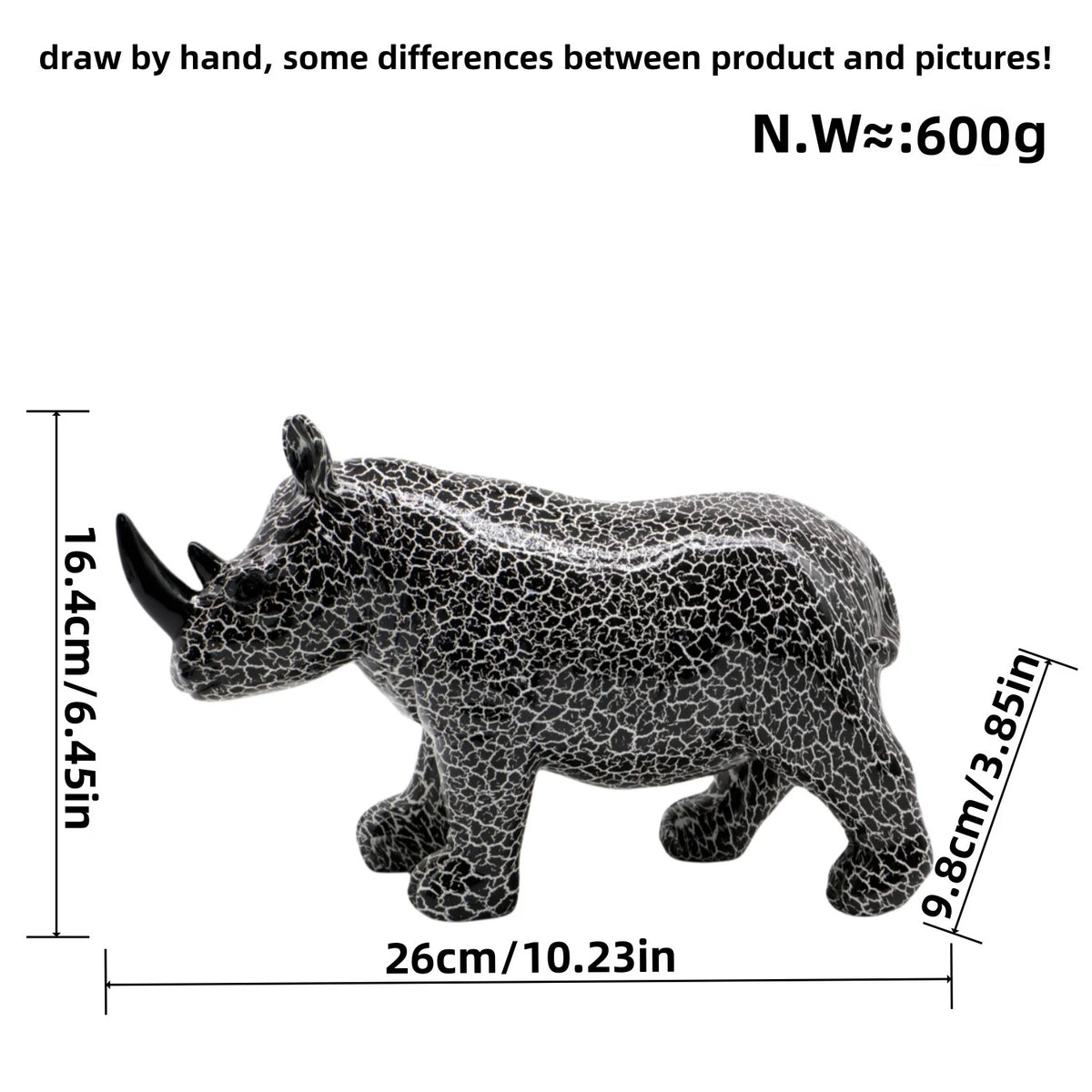 statuette rhinocéros abstraite graffiti animal résine décorative maison