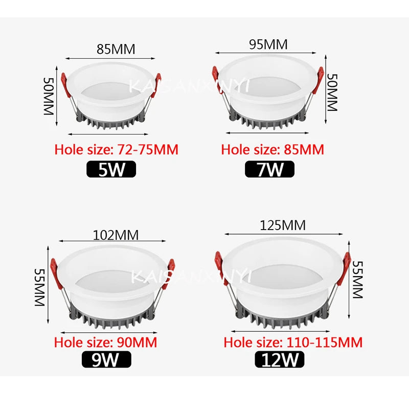 spot led encastré anti éblouissement moderne salon chambre blanc noir aluminium intérieur maison