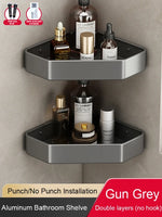étagère salle bain moderne adhésive métal gris plat niveaux crochets rangement góc