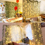 guirlande lumineuse feuilles vertes led blanc extérieur moderne décoration mariage chambre festive