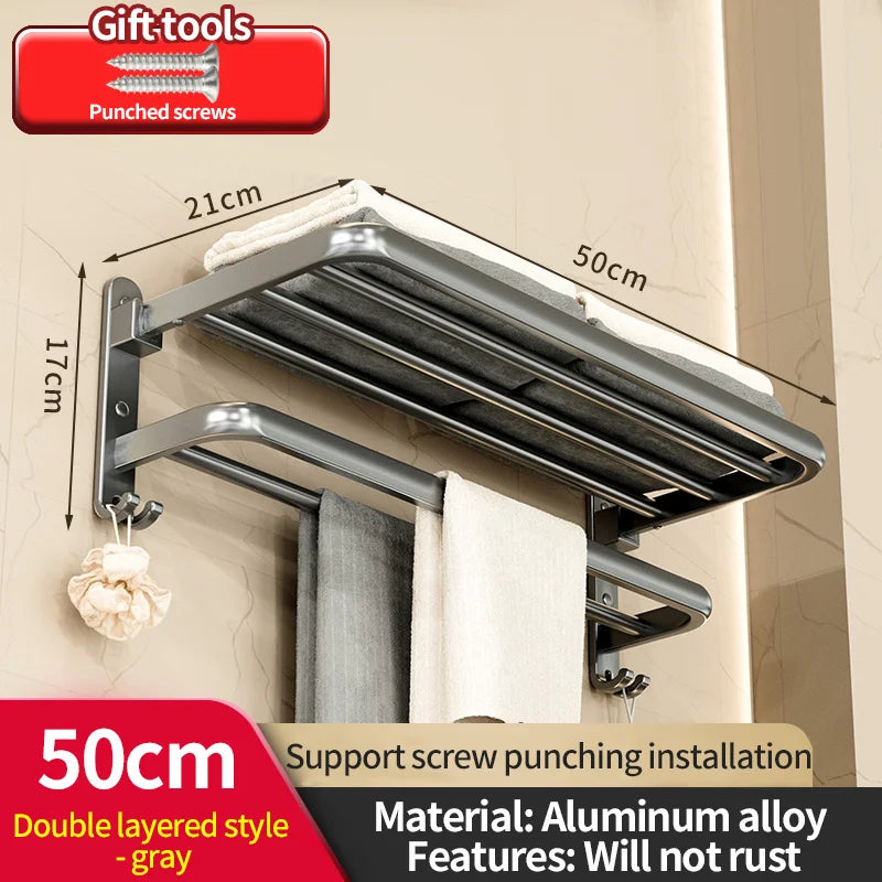porte serviettes mural aluminium noir étagères salle bain moderne laqué insertion boulon