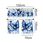 rideau moderne floral bleu papillons salon printemps haute qualité polyester