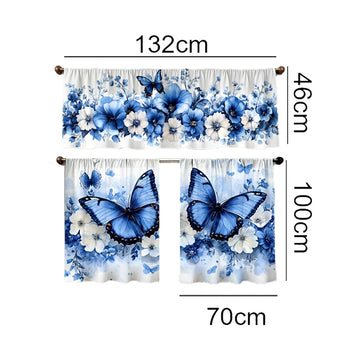 rideau moderne floral bleu papillons salon printemps haute qualité polyester