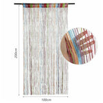 rideau decoratif boheme multicolore franges metalliques translucides barre superieure 200cm hauteur 100cm largeur