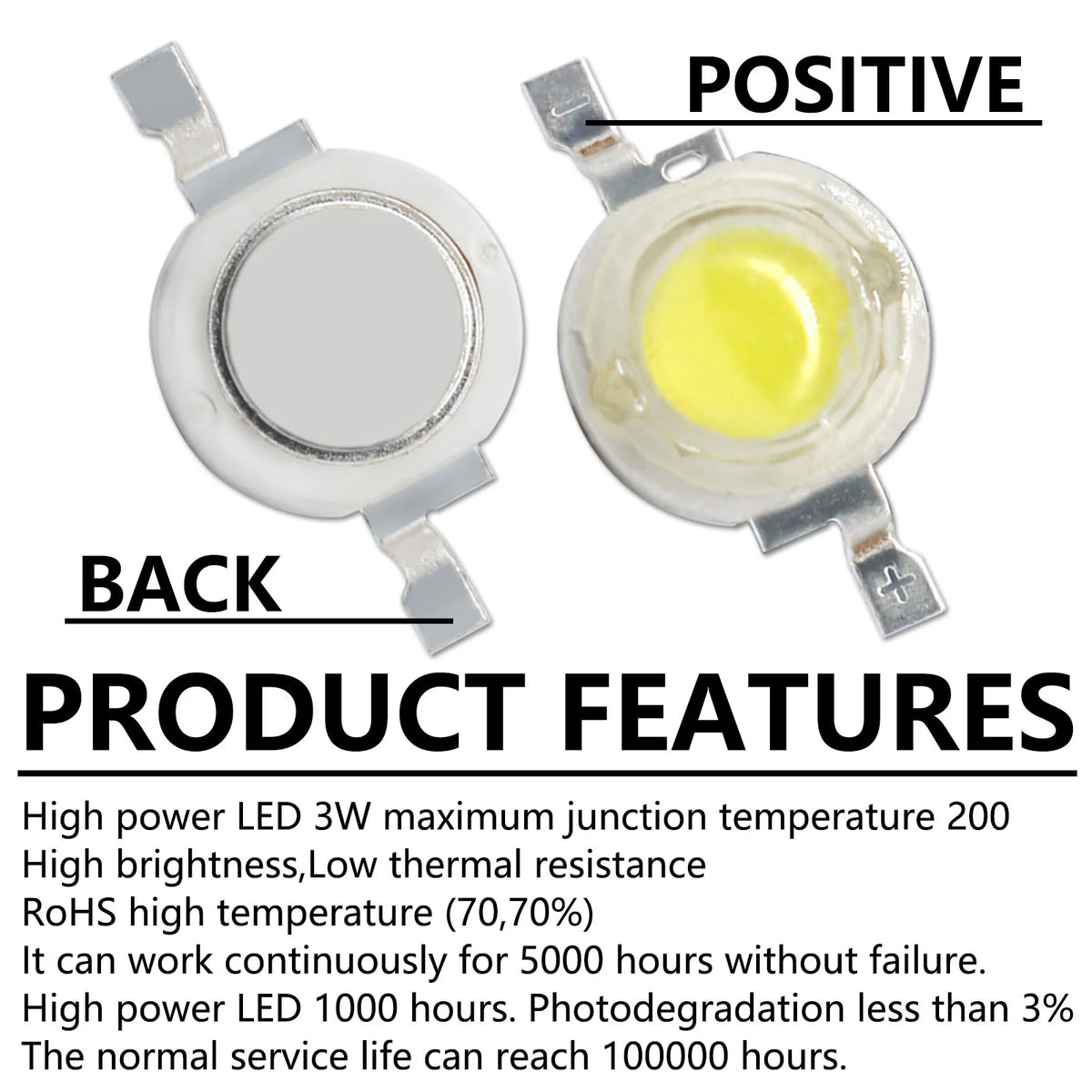 diodes led blanc jaune 1w 3w 100000h clips métalliques moderne 120deg 100lm 3v 600mA