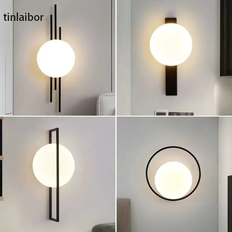 lampe murale moderne minimaliste noir doré éclairage chambre salon entrée étude