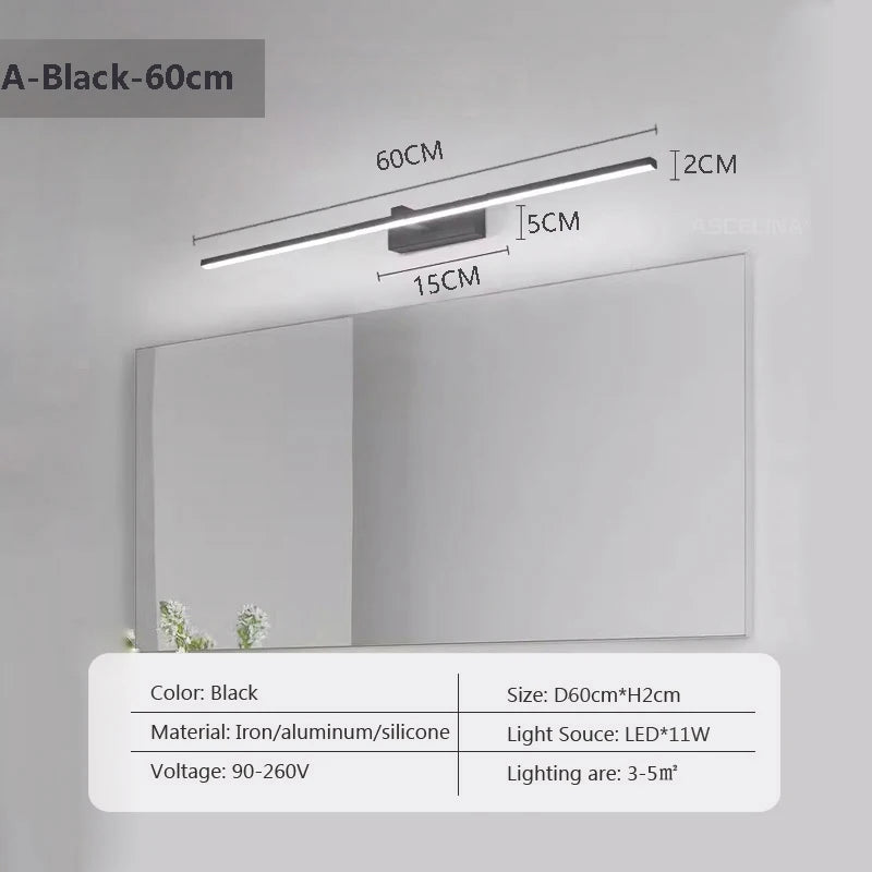 lampe murale moderne miroir intégré éclairage cuisine salle bain led 40 60 80 100cm