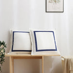 coussins velours imprimés géométriques carrés noir bleu bord simple minimaliste 40x40cm 45x45cm