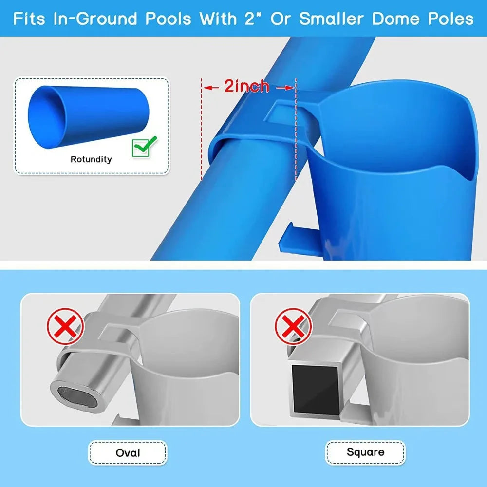 support verres piscine bleu mat pratique moderne fixation rangement boissonsextérieur