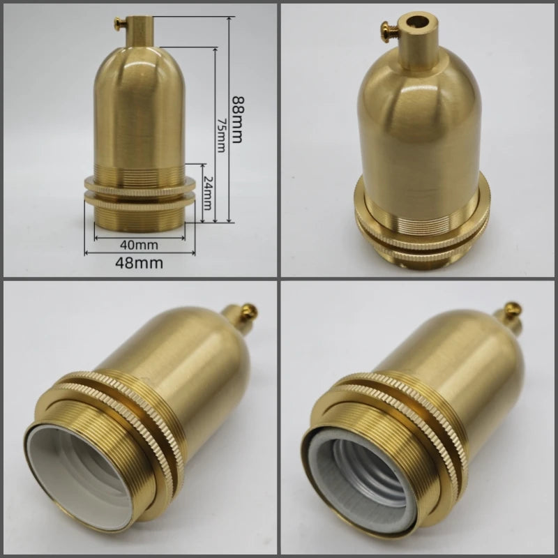 socquettes ampoule dorées douille blanche vintage base laiton fixations classiques ul sécurité echangement facile