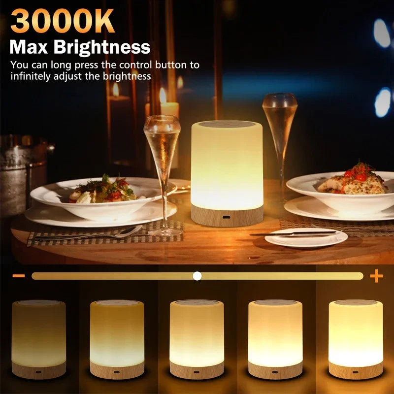 lampe table led tactile blanc bois moderne minimaliste translucide flux lumineux faibleRGBOptimal