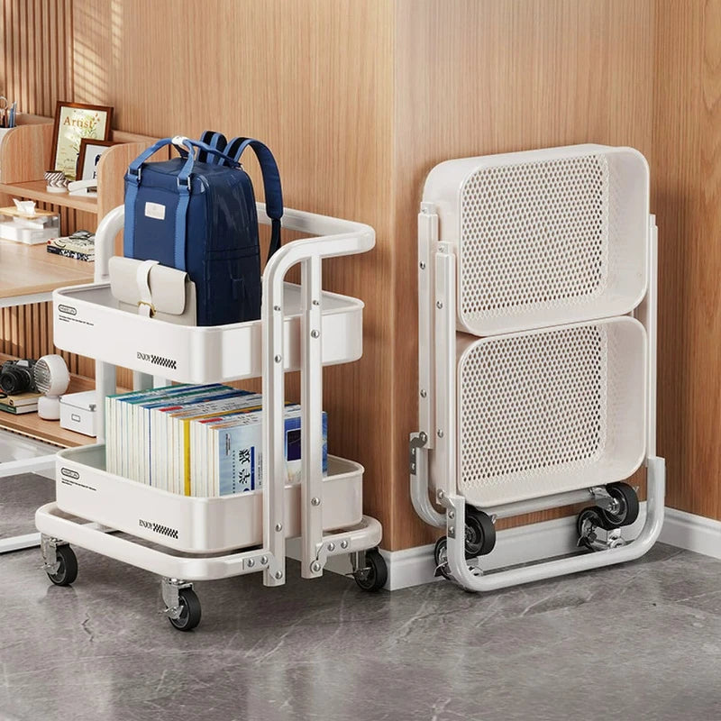 chariot roulette blanc moderne paniers grille taille roues opalets métal rangement cuisine portable