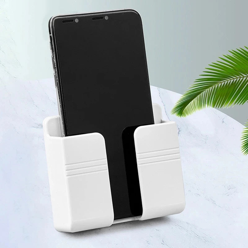 support mural smartphone télécommande rangement stockage adhésif blanc gris moderne minimaliste rechargeable organisateur