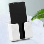 support mural smartphone télécommande rangement stockage adhésif blanc gris moderne minimaliste rechargeable organisateur