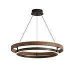 suspension lumineuse moderne bois foncé anneau concentrique éclairage led minimaliste