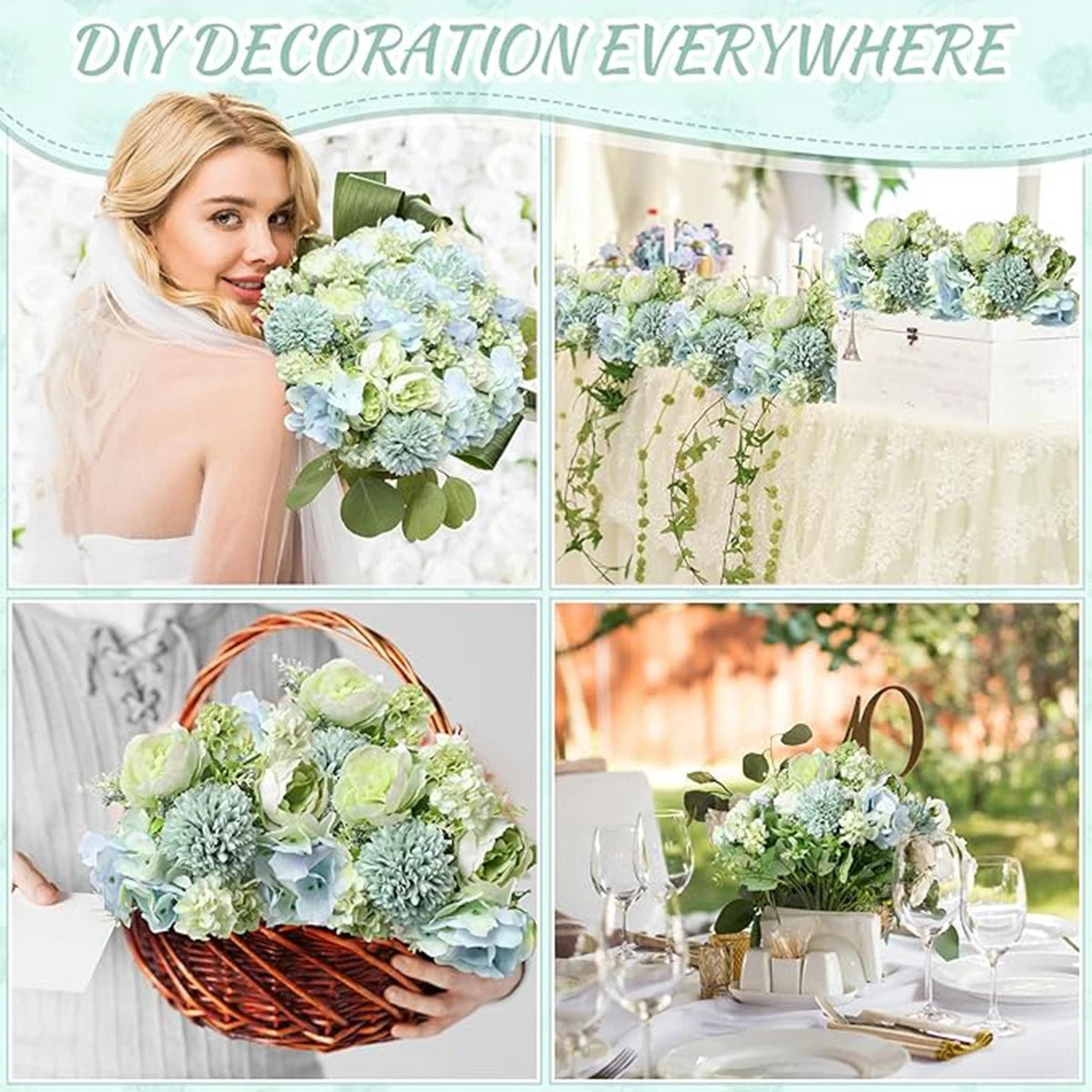 décoration intérieure bouquet fleurs artificielles pivoine hortensia modernes mariage anniversaire baby shower
