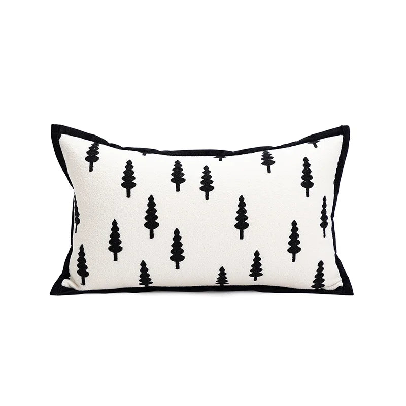 housse coussin décorative carrée motif noir blanc moderne canapé salon maison
