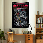 tapisserie gothique rock graphique croix silhouettes personnages châteaux squelettes noir blanc chambre decoration