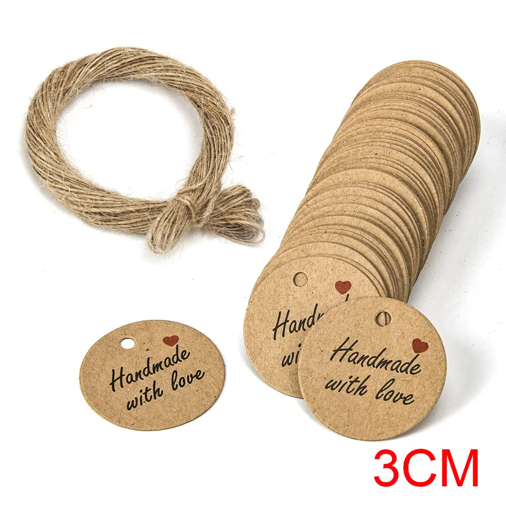 étiquettes rondes marron clair imprimées hand made especialmente para usted sourires écolos 3cm simple