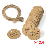 étiquettes rondes marron clair imprimées hand made especialmente para usted sourires écolos 3cm simple