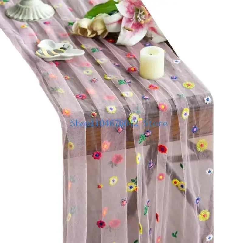 nappe décorative fleurs brodées blanc floral table manger transparent coton polyester machine