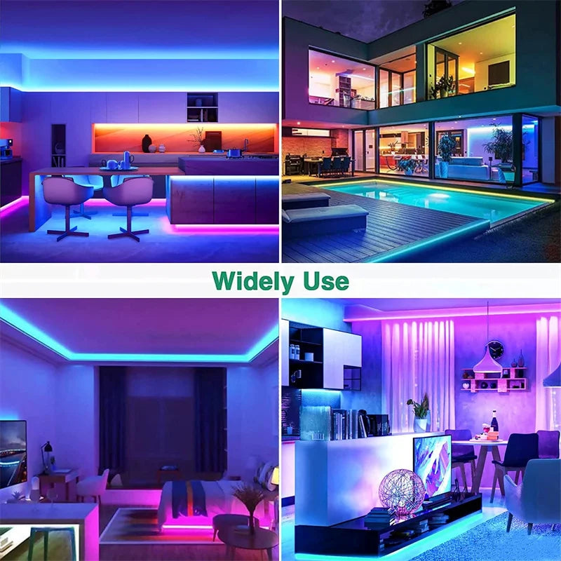 ruban led flexible multicolore moderne télécommande application chambre salon circulaire lumineux