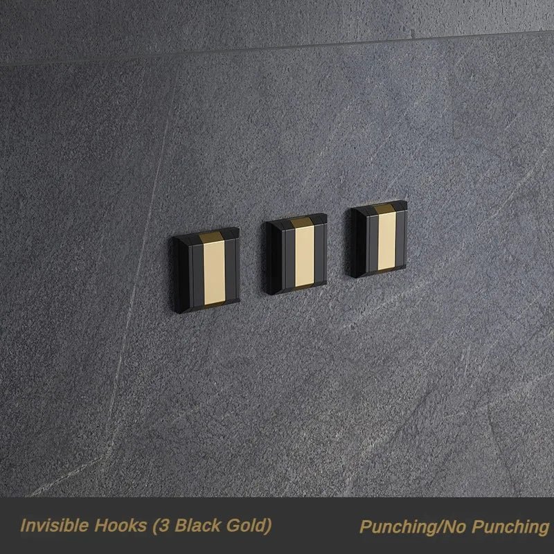 porte sacs vêtements moderne noir doré vis fixés élégants accessoires rangement mur pliant
