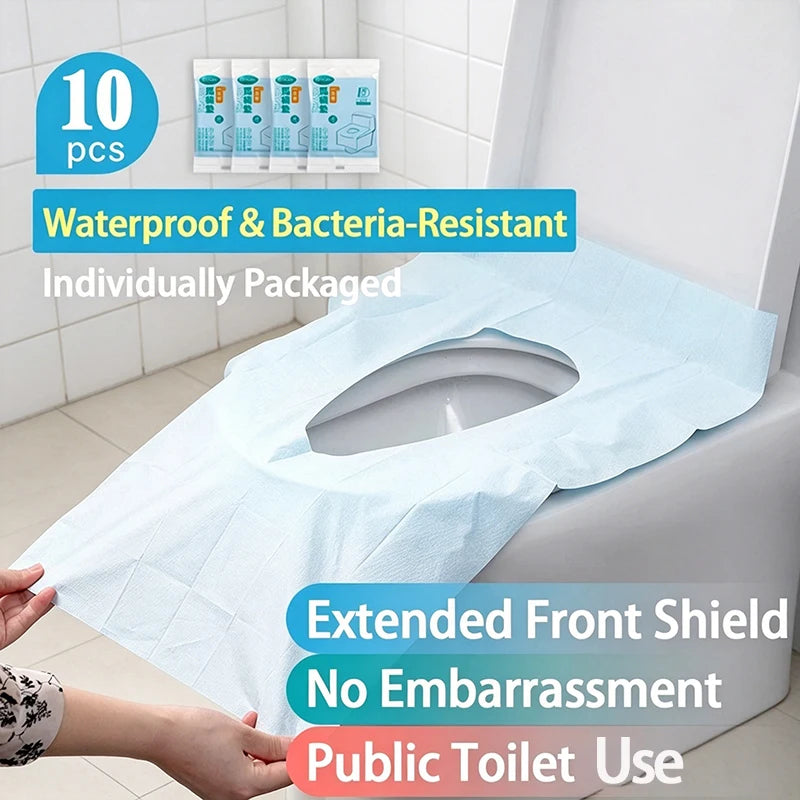 couvre siège toilette jetable blanc plissé pratique 10 pièces 46cm 48cm 37cm 39cm pack