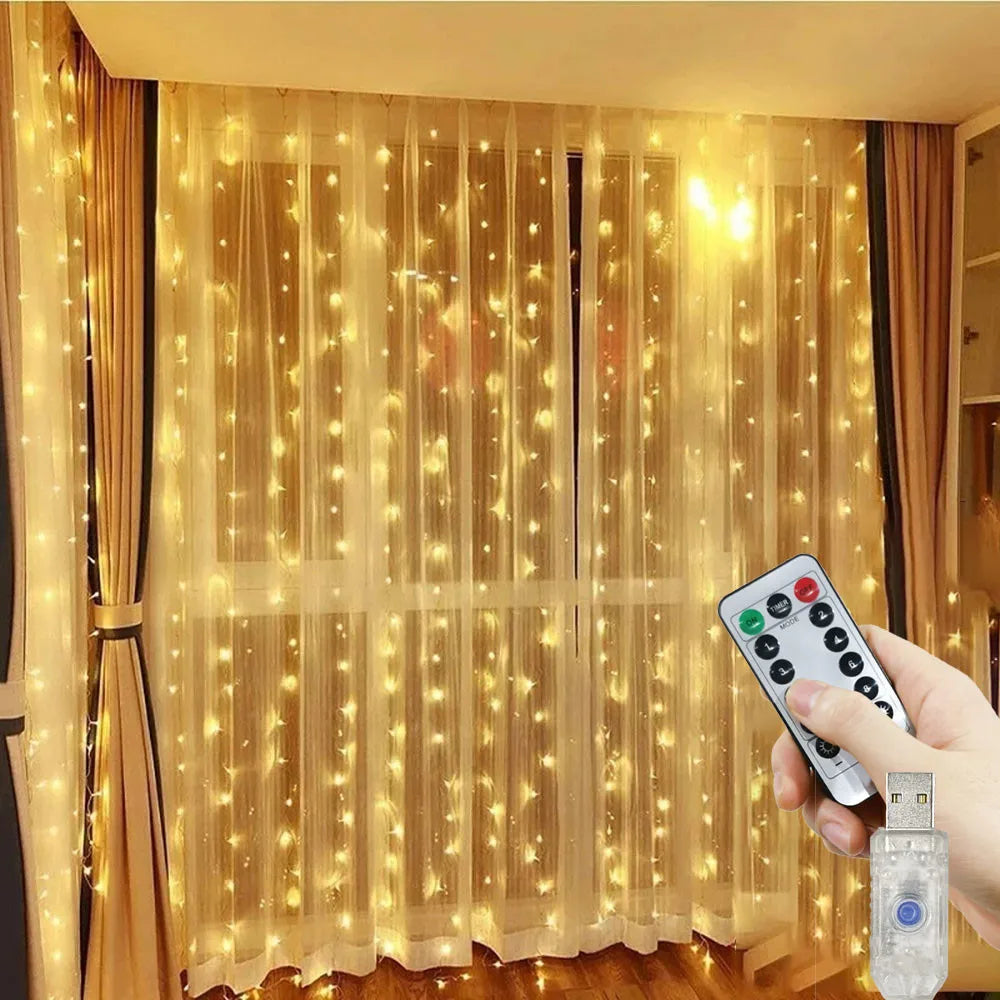 rideau lumineux led blanc multicolore moderne télécommande adaptateur usb