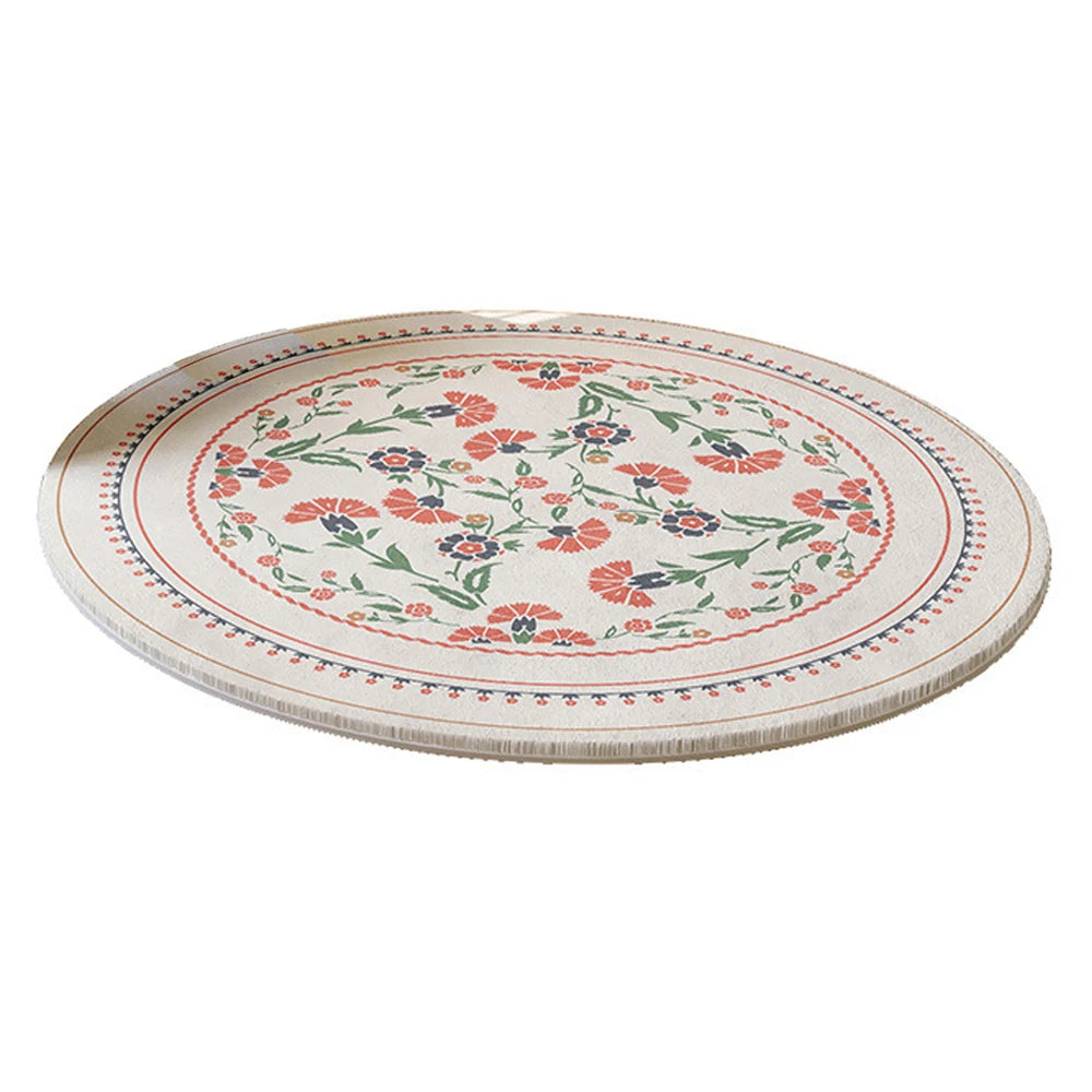 tapis rond floral moderne polygone coloré salon décoration maison variété motifs moelleux polyester