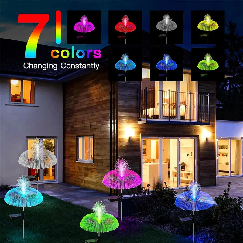 lumière solaire jardin fibre lumineuse violet vert bleu moderne original autonomie ip65 led