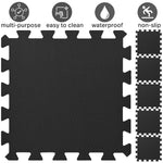 tapis sol noir puzzle géométrique moderne 30x30cm pack 16 pièces relaxation massage