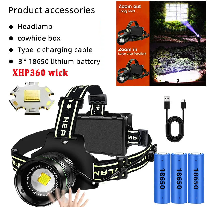 lampe frontale led rechargeable puissante modes luminosité variés couleurs noires rouges vertes bandeau élastique