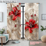 rideau floral moderne fleurs lilas feuilles beige rouge blanc opaques chambre